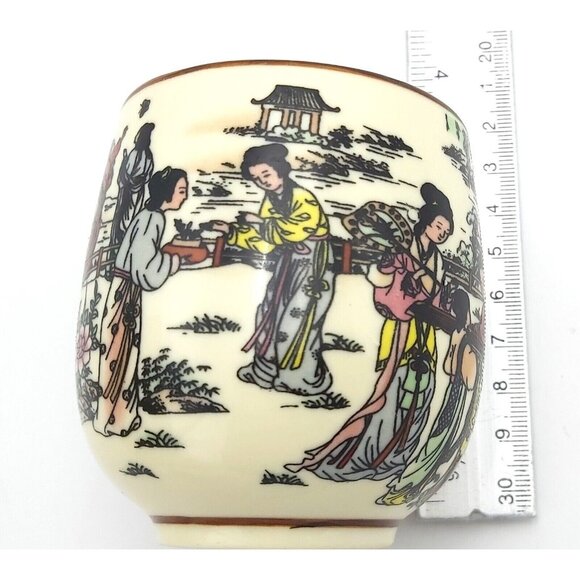 Clayre and Eef Oriental Tea Cups Twelve Gold Hairpins Porcelain Set of 2 Asian - Picture 5 of 11